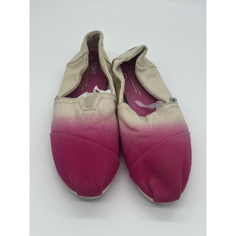 TOMS Women's Classic Alpargata Slip On Flats US 7 Ombre Beige Pink Canvas Shoes